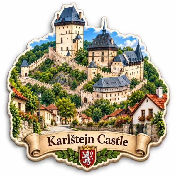 Magnes z motywem zamku Karlštejn