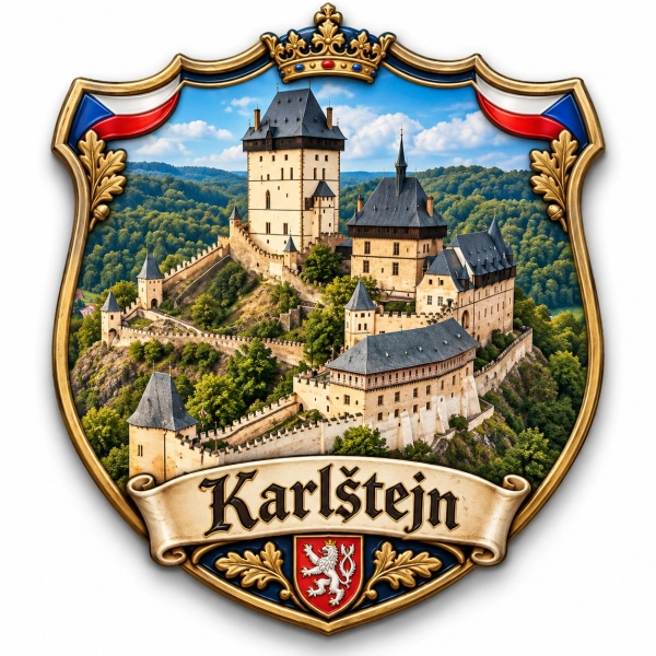Pamiątkowy magnes z zamkiem Karlštejn