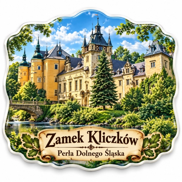 Magnes pamiątkowy z motywem Zamku Kliczków