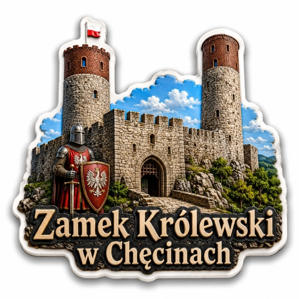 Magnes pamiątkowy przedstawiający Zamek Królewski w Chęcinach
