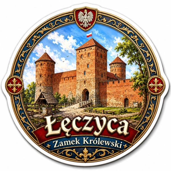 Magnes pamiątkowy z motywem Zamku Królewskiego w Łęczycy