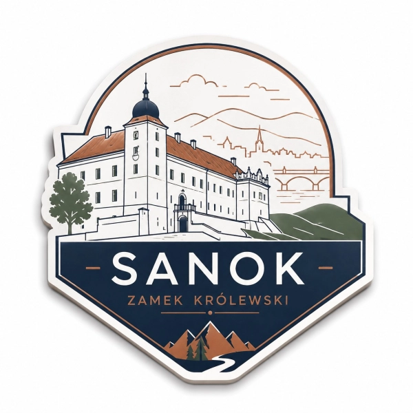 Magnes pamiątkowy z motywem Zamku Królewskiego w Sanoku