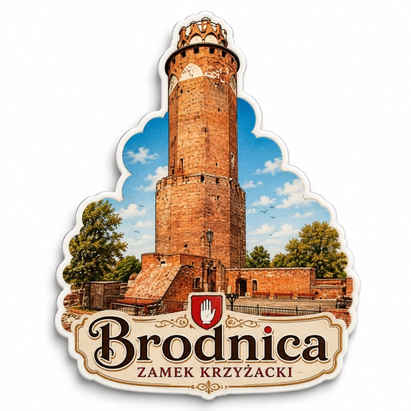 Magnes pamiątkowy z widokiem Zamku Krzyżackiego w Brodnicy