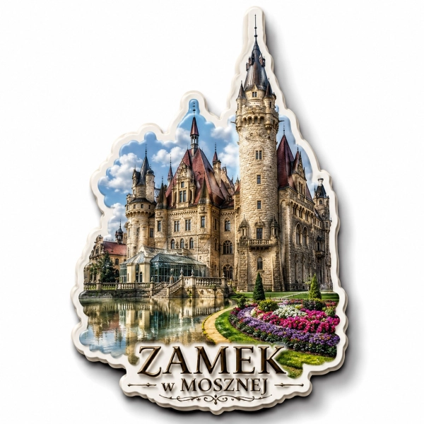 Magnes pamiątkowy przedstawiający Zamek w Mosznej