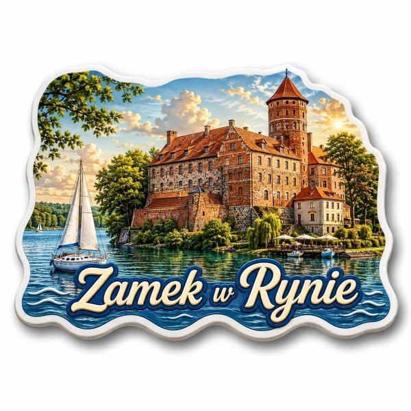Magnes pamiątkowy z motywem Zamku w Rynie