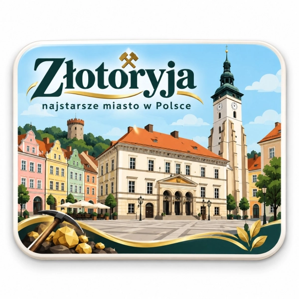 Magnes pamiątkowy Złotoryja z nadrukiem UV