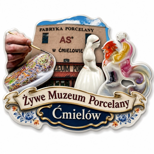 Magnes z motywem Żywego Muzeum Porcelany w Ćmielowie
