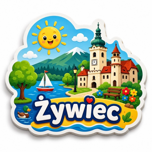 Magnes pamiątkowy z motywem zamku w Żywcu