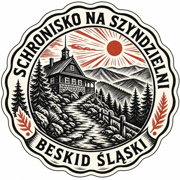 Magnes pamiątkowy przedstawiający schronisko na Szyndzielnie w Beskidzie Śląskim