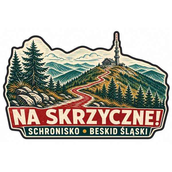 Pamiątkowy magnes Skrzyczne ze schroniskiem w Beskidzie Śląskim