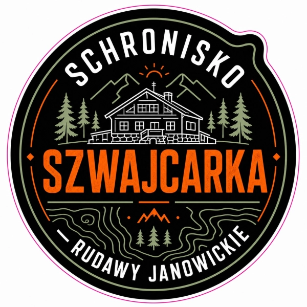 Magnes pamiątkowy przedstawiający Schronisko Szwajcarka w Rudawach Janowickich